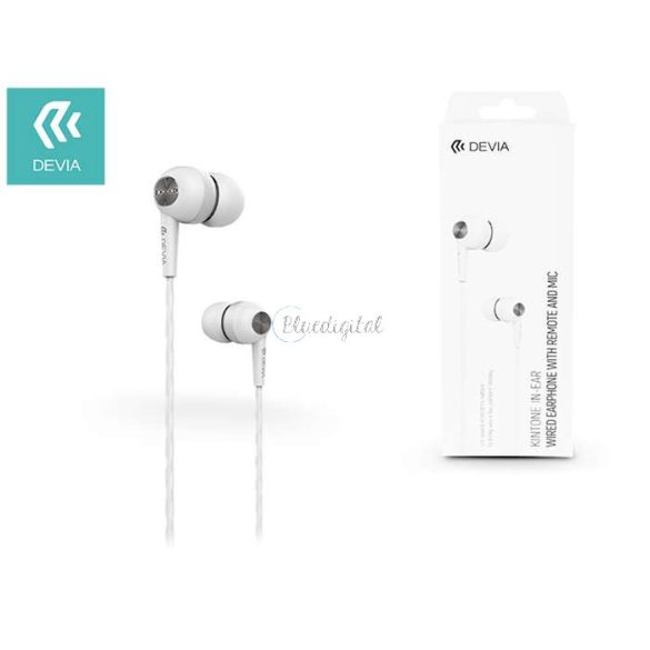 Devia univerzális sztereó felvevős fülhallgató - 3,5 mm jack - Devia Kintone    In-Ear Wired Earphones - fehér