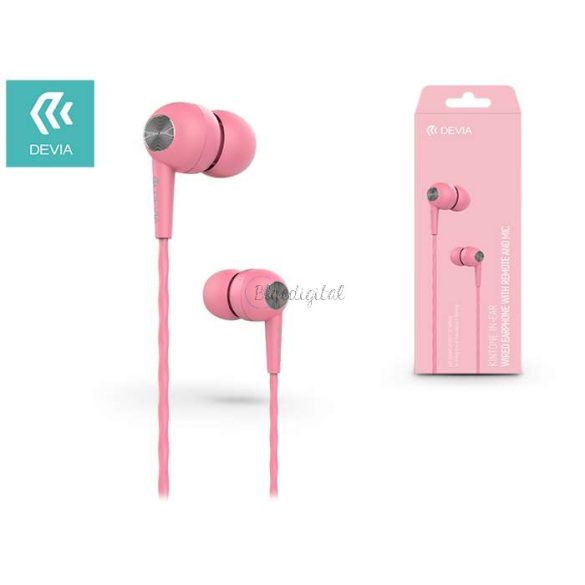 Devia univerzális sztereó felvevős fülhallgató - 3,5 mm jack - Devia Kintone    In-Ear Wired Earphones - rózsaszín