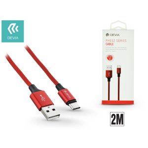 USB - USB Type-C adat- és töltőkábel 2 m-es vezetékkel - Devia Pheez USB Type-C 2.0 Cable - red