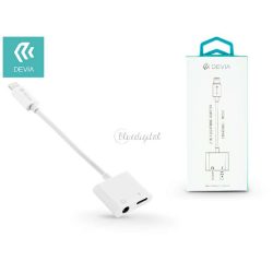   Devia lightning + 3.5 mm jack adapter egyidőben történő töltéshez és            zenehallgatáshoz - Devia Smart 2in1 Lightning-Jack adapter - fehér