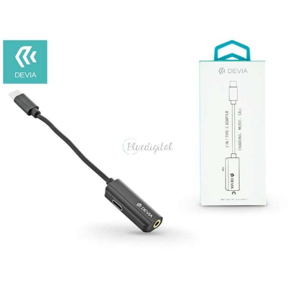 Devia USB Type-C + 3.5 mm jack adapter egyidőben történő töltéshez és zenehallgatáshoz - Devia Smart 2in1 Type-C - Jack adapter - fekete