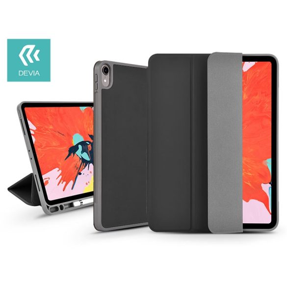 Apple iPad Pro 12.9 (2018) tablet tok (Smart Case) Apple Pencil tartóval - DeviaLeather Case V2 - black