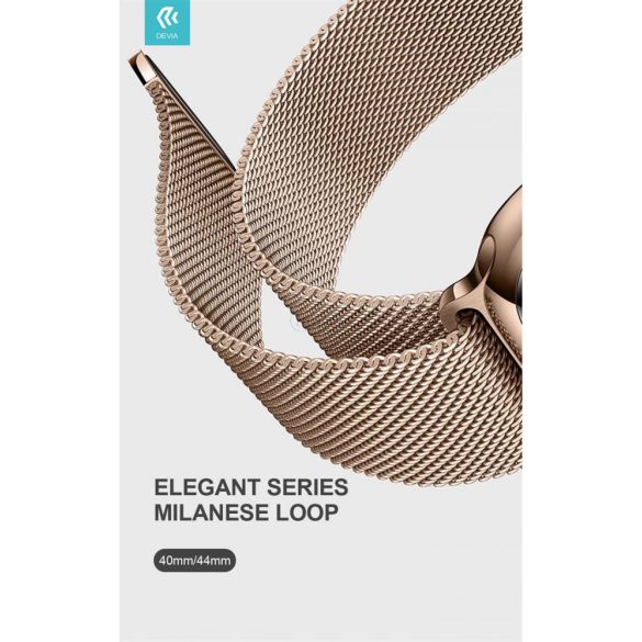 Apple Watch fém szíj - Devia Elegant Series Milanese Loop - 42/44/45/49 mm -    fekete