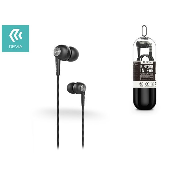 Devia univerzális sztereó felvevős fülhallgató - 3,5 mm jack - Devia Kintone V2 In-Ear Wired Earphones - fekete