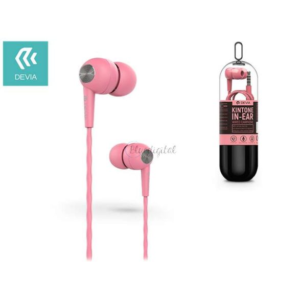 Devia univerzális sztereó felvevős fülhallgató - 3,5 mm jack - Devia Kintone V2 In-Ear Wired Earphones - rózsaszín