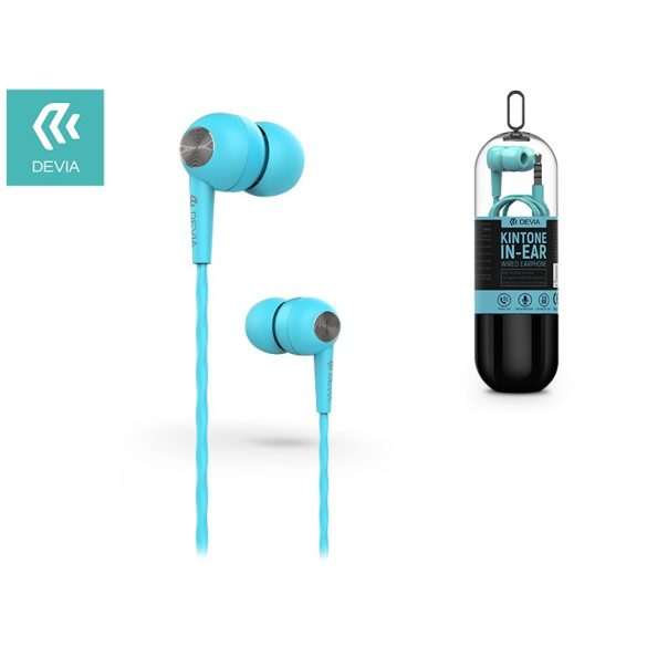 Devia univerzális sztereó felvevős fülhallgató - 3,5 mm jack - Devia Kintone V2 In-Ear Wired Earphones - kék