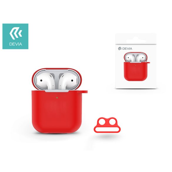 Devia szilikon tok AirPods fülhallgatóhoz - Devia AirPods v.2 Naked Silicone Case Suit for AirPods (whit loophole) - red