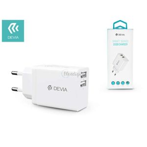 Devia 2xUSB hálózati töltő adapter - 5V/2,4A - Devia Smart Series 2 USB Charger - fehér