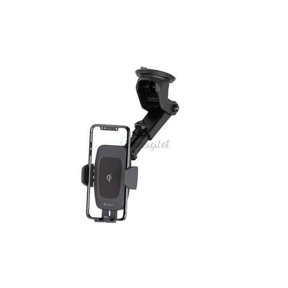 Devia szellőzőrácsba illeszthető / műszerfalra / szélvédőre helyezhető vezeték nélküli autóstöltő/tartó - Devia Navigation Wireless Charger Car Mount - 10W - Qi szabványos - fekete