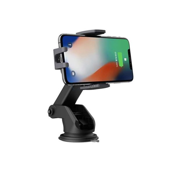 Devia szellőzőrácsba illeszthető / műszerfalra / szélvédőre helyezhető vezeték nélküli autóstöltő/tartó - Devia Navigation Wireless Charger Car Mount - 10W - Qi szabványos - fekete