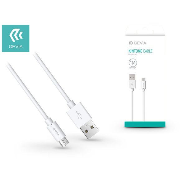 Devia USB - micro USB adat- és töltőkábel 1 m-es vezetékkel - Devia Kintone     Cable for Android - fehér