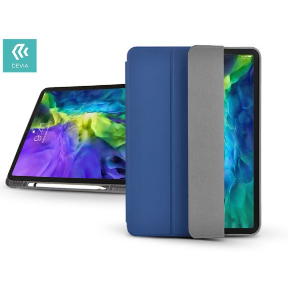 Apple iPad Pro 11 (2020) tablet tok (Smart Case) Apple Pencil tartóval - Devia  Leather Case - kék