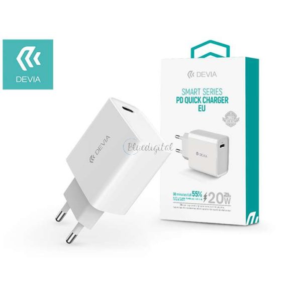 Devia hálózati töltő adapter Type-C bemenettel - 20W - Devia Smart Series PD3.0 Quick Charger - fehér