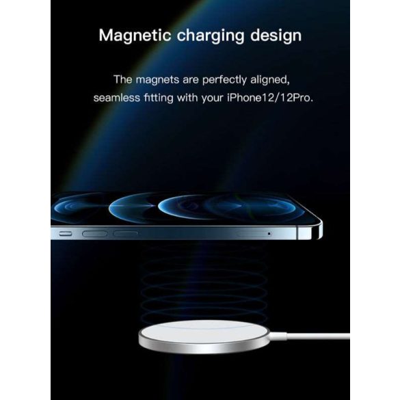 Devia Qi univerzális mágneses vezeték nélküli töltő állomás - 5V/3A - Devia     Smart MagSafe Magnetic Wireless Charger - fehér/ezüst