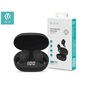 Devia TWS Bluetooth sztereó headset v5.0 + töltőtok - Devia Joy A6 Series True  Wireless Earphones with Charging Case - fekete