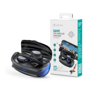 Devia TWS Bluetooth sztereó headset v5.0 + töltőtok - Devia Joy A9 Game Series  True  Wireless Earphones with Charging Case - fekete