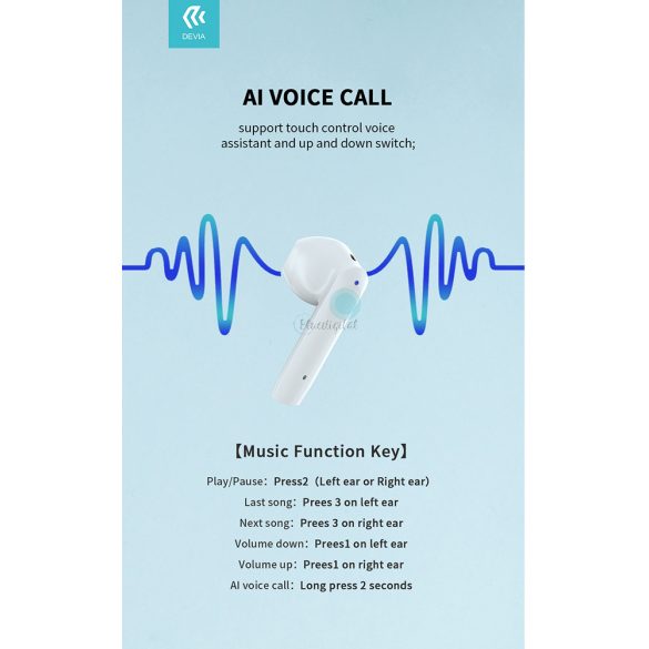 Devia TWS Bluetooth sztereó headset v5.0 + töltőtok - Devia Joy A10 Series True Wireless Earphones with Charging Case - fekete