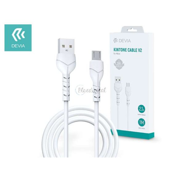 Devia USB - micro USB adat- és töltőkábel 1 m-es vezetékkel - Devia Kintone     Cable V2 Series for Micro USB - 5V/2.1A - fehér