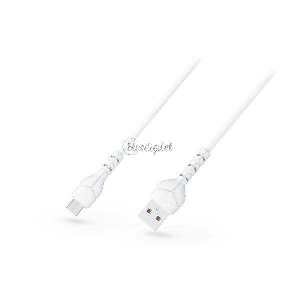 USB - micro USB adat- és töltőkábel 1 m-es vezetékkel - Devia Kintone Cable V2 Series for Micro USB - 5V/2.1A - white - ECO csomagolás