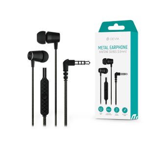 Devia univerzális sztereó felvevős fülhallgató - 3,5 mm jack - Devia Kintone    Series Metal Earphone - fekete