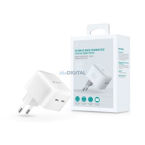 Devia GaN hálózati töltő adapter 2xType-C bemenettel - 35W - Devia Extreme SpeedSeries PD 35W 2C Quick Charger - fehér