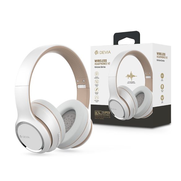 Devia Wireless Bluetooth sztereó fejhallgató beépített mikrofonnal - Devia Kintone Series Wireless Headphones V2 - fehér