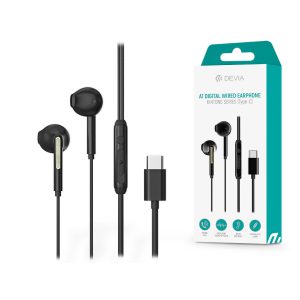 Devia univerzális sztereó felvevős fülhallgató - Type-C - Devia Kintone Series  A1 Digital Wired Earphone - fekete