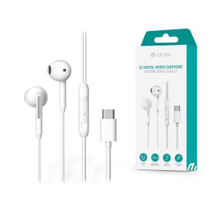 Devia univerzális sztereó felvevős fülhallgató - Type-C - Devia Kintone Series  A1 Digital Wired Earphone - fehér