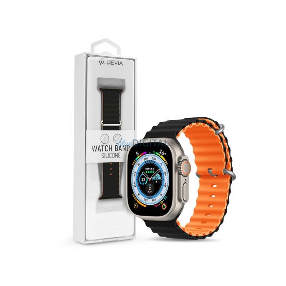 Apple Watch szilikon sport szíj - Deluxe Series Sport6 Silicone Two-tone Watch  Band - 38/40/41 mm - fekete/narancs