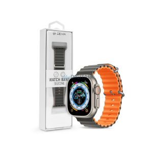 Apple Watch szilikon sport szíj - Deluxe Series Sport6 Silicone Two-tone Watch  Band - 42/44/45/49 mm - szürke/narancs