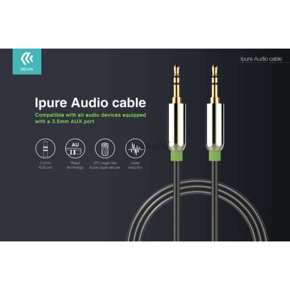 3,5 - 3,5 mm jack audio kábel 1 m-es vezetékkel - Devia iPure Audio Cable -     fekete