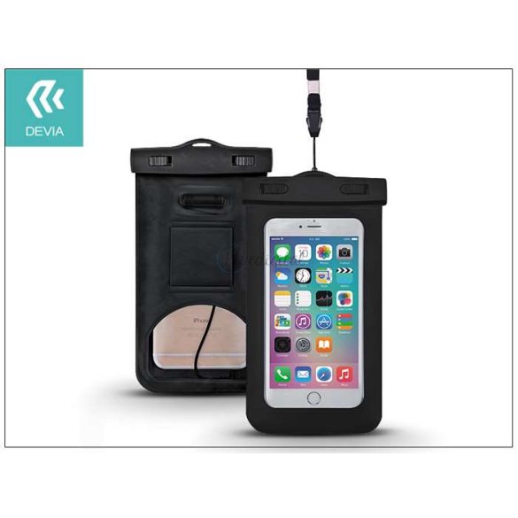 Univerzális vízálló védőtok max. 5,5", méretű készülékekhez - Devia Neon        Waterproof Bag - fekete