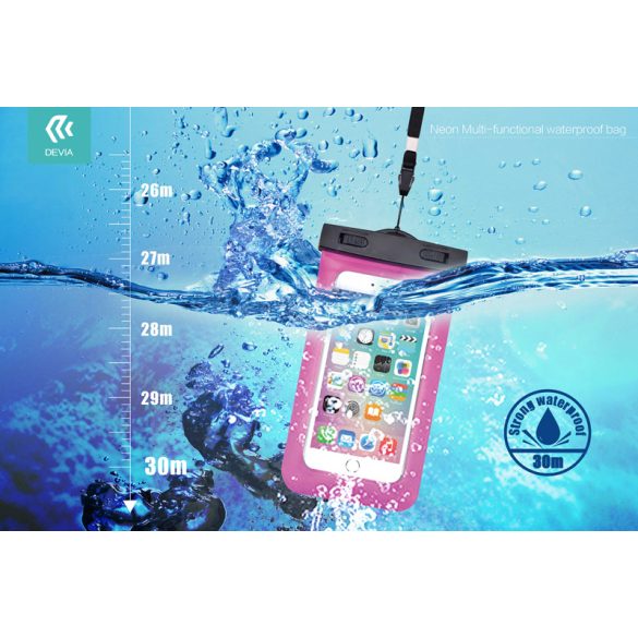 Univerzális vízálló védőtok max. 5,5", méretű készülékekhez - Devia Neon Waterproof Bag - rose red