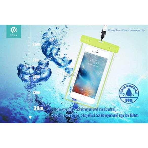 Univerzális vízálló védőtok max. 5,5'' méretű készülékekhez - Devia Ranger      Fluorescence Waterproof Bag - zöld