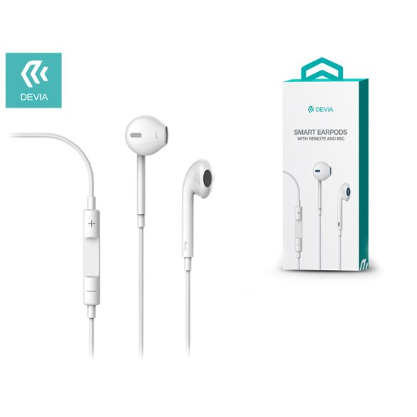 Devia univerzális sztereó felvevős fülhallgató - 3,5 mm jack - Devia Smart Earpods - fehér