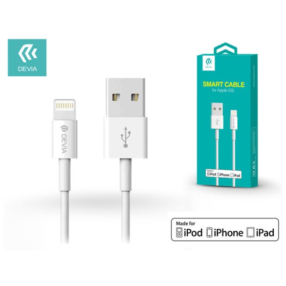 Apple iPhone Lightning USB töltő- és adatkábel - 1 m-es vezetékkel (Apple MFI eng.) - Devia Smart Cable Lightning - white