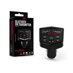 Maxlife Bluetooth FM-transmitter/szivargyújtó töltő - 2xUSB + microSD kártyaolvasó - Maxlife MXFT-02 - 5V/3.1A - fekete