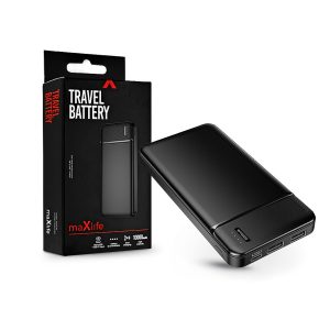 Maxlife univerzális hordozható, asztali akkumulátor töltő - Maxlife MXPB-01     Power Bank - 2xUSB + microUSB + Type-C - 10.000 mAh - fekete