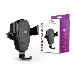  Setty univerzális Qi vezeték nélküli, szellőzőrácsba illeszthető autós tartó/gyorstöltő - 10 W - Setty IUS-01 - Qi szabványos - fekete