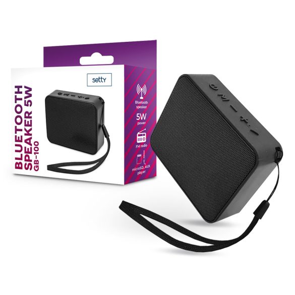 Setty vezeték nélküli bluetooth hangszóró + beépített FM-rádió + AUX +          kártyaolvasó + mikrofon - Setty GB-100 / 99285 Bluetooth Speaker 5W - fekete
