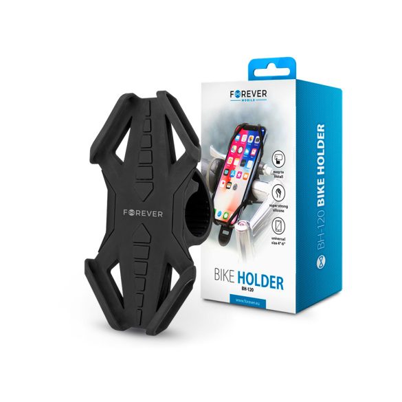 Univerzális kerékpárra szerelhető telefontartó 4-6" méretű készülékekhez - Forever BH-120 Bike Holder - fekete