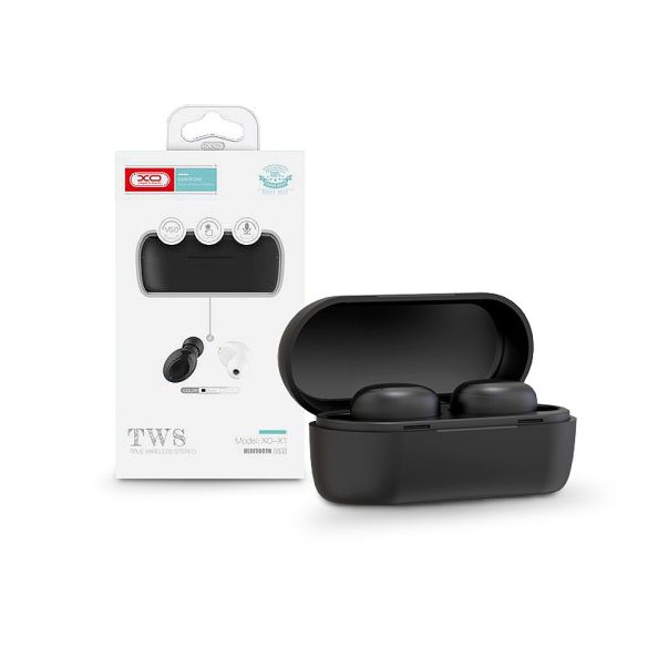 XO TWS Bluetooth sztereó headset v5.0 + töltőtok - XO X1 True Wireless Earphones with Charging Case - fekete