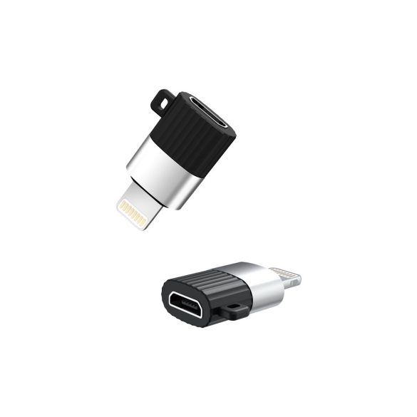 XO micro USB - Lightning adapter - XO NB149B Micro to Lightning Adapter - 2.4A - fekete/ezüst