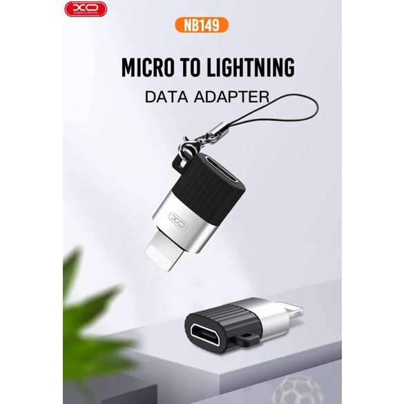 XO micro USB - Lightning adapter - XO NB149B Micro to Lightning Adapter - 2.4A - fekete/ezüst