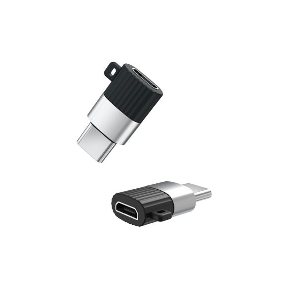 XO micro USB - Type-C adapter - XO NB149A Micro to Type-C Adapter - 2.4A -      fekete/ezüst