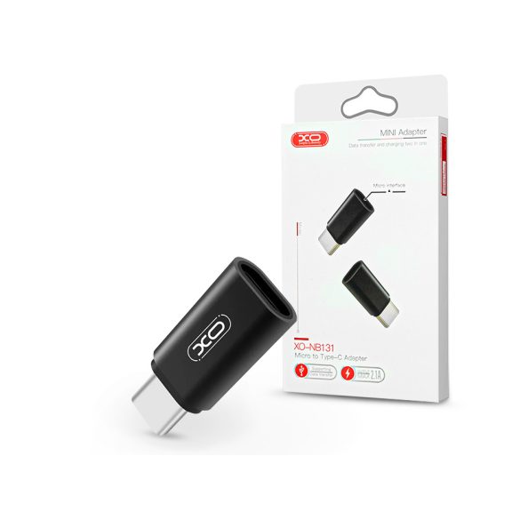 XO micro USB - Type-C adapter - XO NB131 Micro to Type-C Adapter - 2.1A - fekete