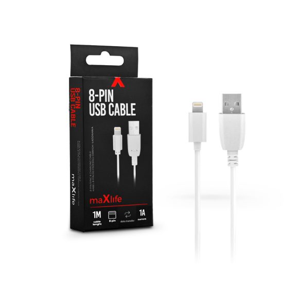 Maxlife USB - Lightning adat- és töltőkábel 1 m-es vezetékkel - Maxlife 8-PIN   USB Cable - 5V/1A - fehér