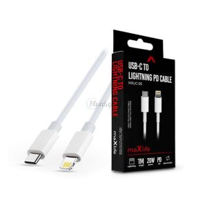 Maxlife USB Type-C - Lightning adat- és töltőkábel 1 m-es vezetékkel - Maxlife MXUC-05 USB-C to Lightning PD3.0 Cable - 20W - fehér