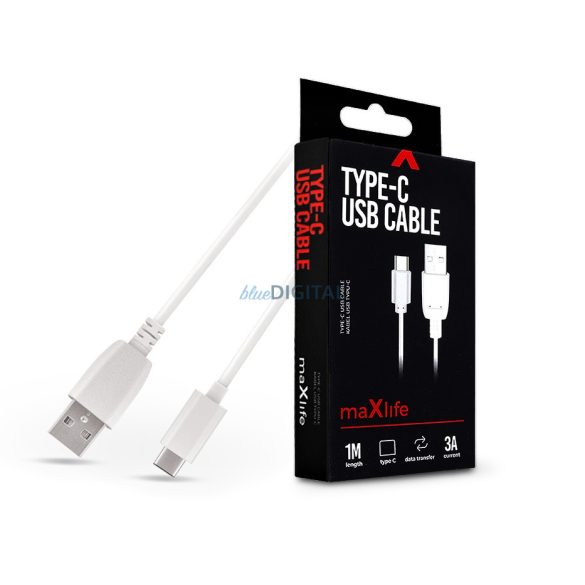 Maxlife USB - USB Type-C adat- és töltőkábel 1 m-es vezetékkel - Maxlife USB    Type-C Cable - 5V/3A - fehér