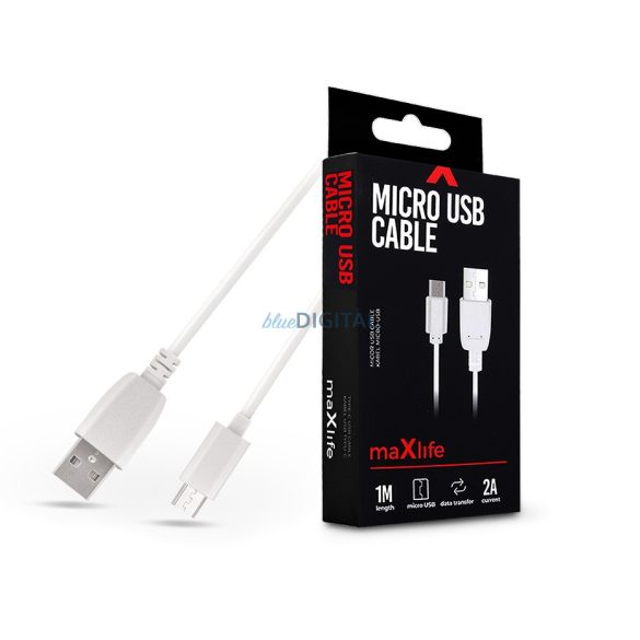 Maxlife USB - micro USB adat- és töltőkábel 1 m-es vezetékkel - Maxlife Micro   USB Cable - 5V/2A - fehér